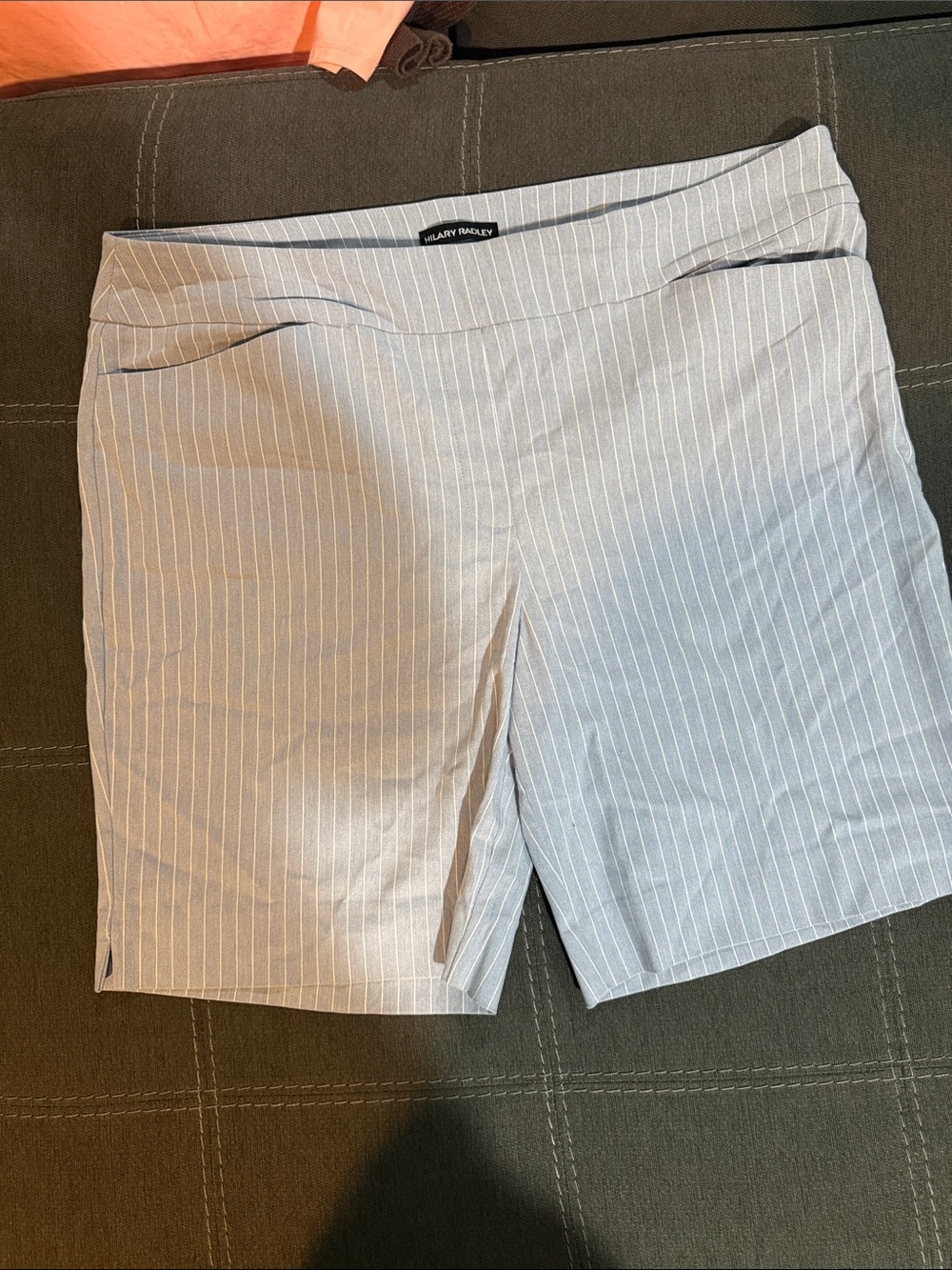 Halogen Light Gray Pinstripe Pull-On Bermuda Shorts